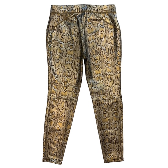 Free People Gold Rio Snake Print Pull On Skinny Moto Leggings - Picture 3 of 8